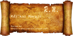 Rákai Margit névjegykártya