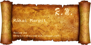 Rákai Margit névjegykártya